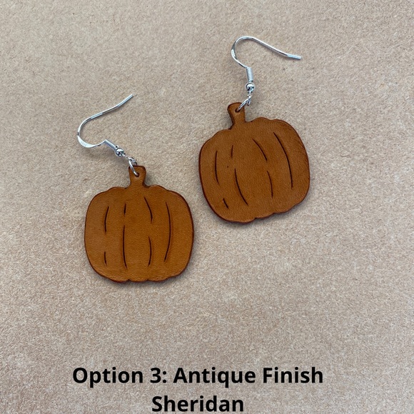 Leather Pumpkin Earrings! - Picture 4 of 6